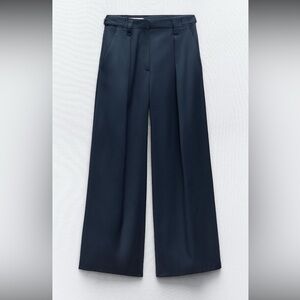 Zara Wide Leg Belt Loop Navy Women’s Pants